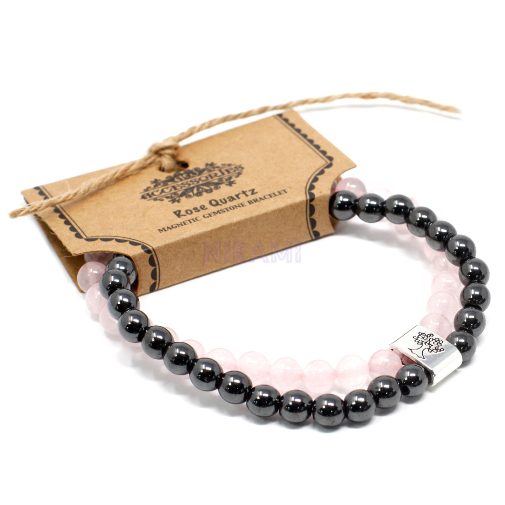 Cuarzo rosa Pulsera de Piedras Preciosas Magnéticas