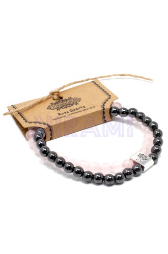 Cuarzo rosa Pulsera de Piedras Preciosas Magnéticas