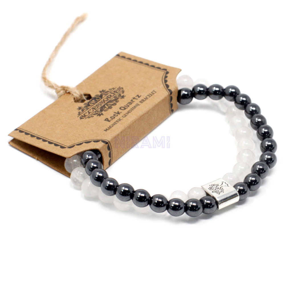 Cuarzo Blanco Pulsera de Piedras Preciosas Magnéticas 