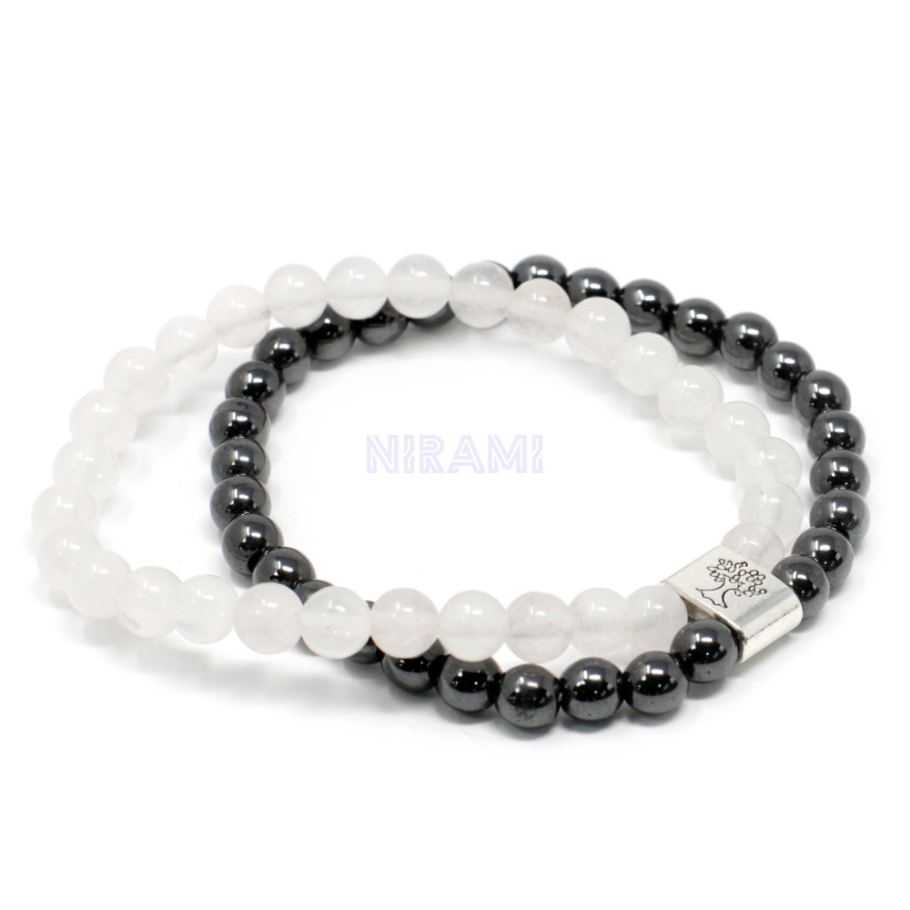 Cuarzo Blanco Pulsera de Piedras Preciosas Magnéticas 