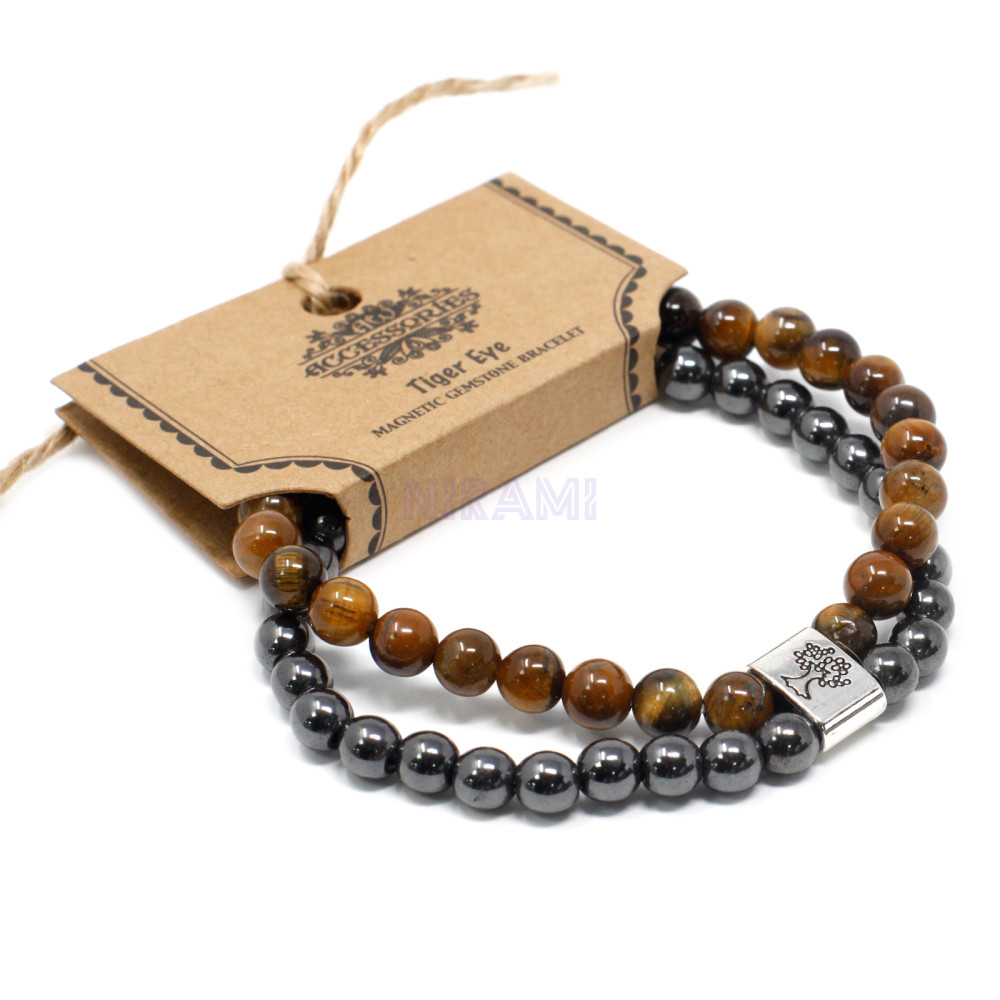 Ojo de Tigre Pulsera de Piedras Preciosas Magnéticas