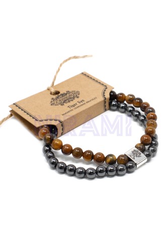 Ojo de Tigre Pulsera de Piedras Preciosas Magnéticas