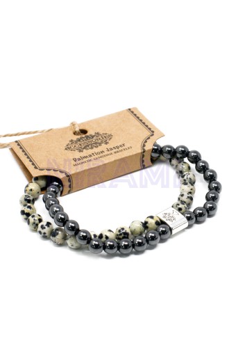 Jaspe Dálmata Pulsera de Piedras Preciosas Magnéticas 