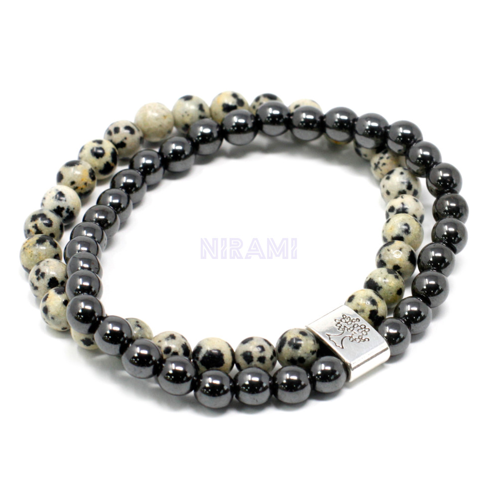 Jaspe Dálmata Pulsera de Piedras Preciosas Magnéticas 