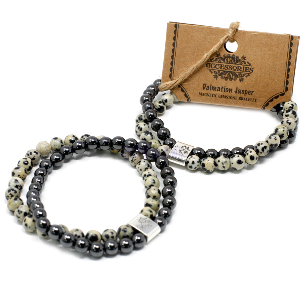 Jaspe Dálmata Pulsera de Piedras Preciosas Magnéticas 