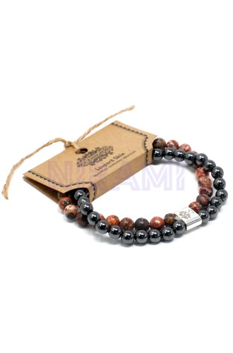 Jaspe Piel de Leopardo Pulsera de Piedras Preciosas Magnéticas 