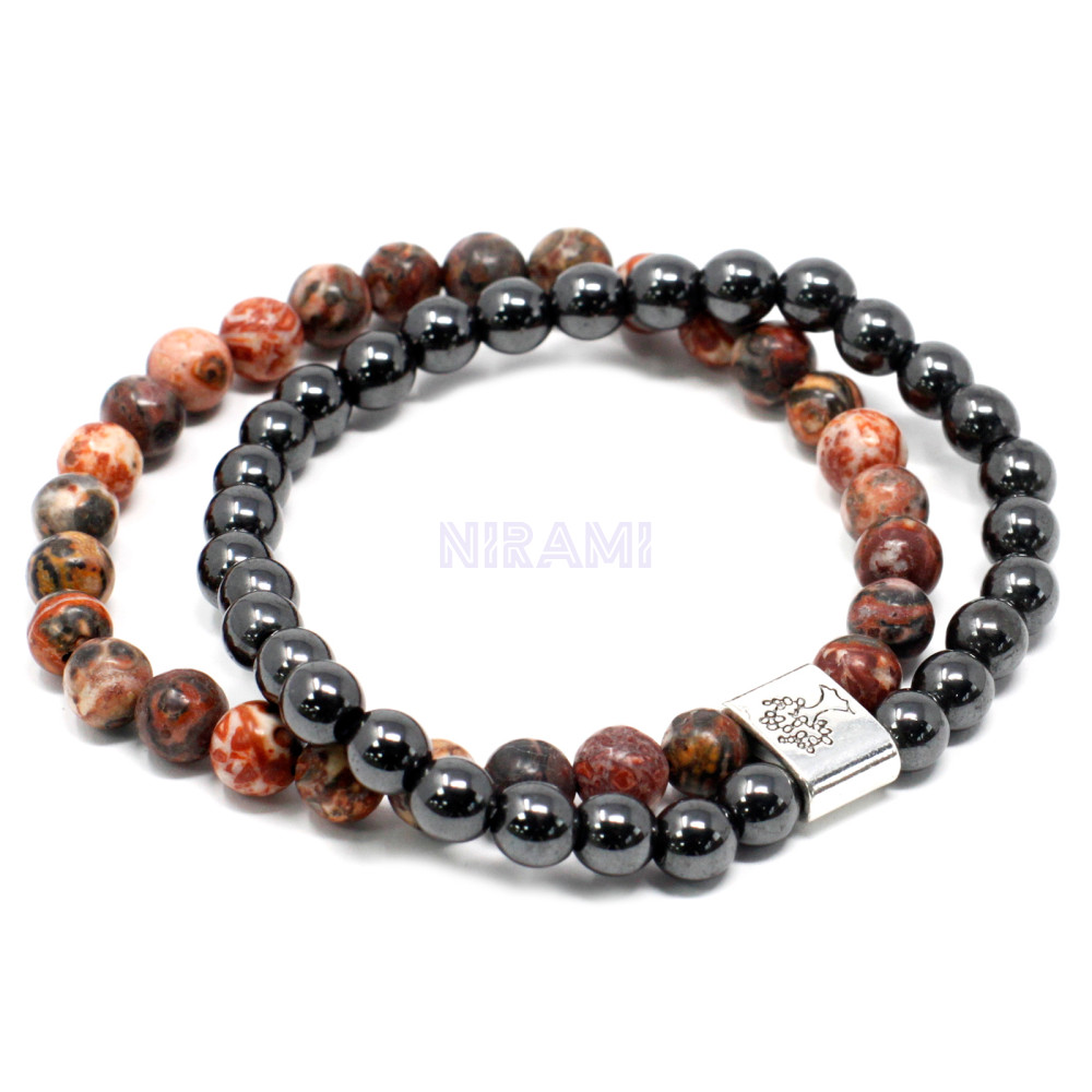 Jaspe Piel de Leopardo Pulsera de Piedras Preciosas Magnéticas 