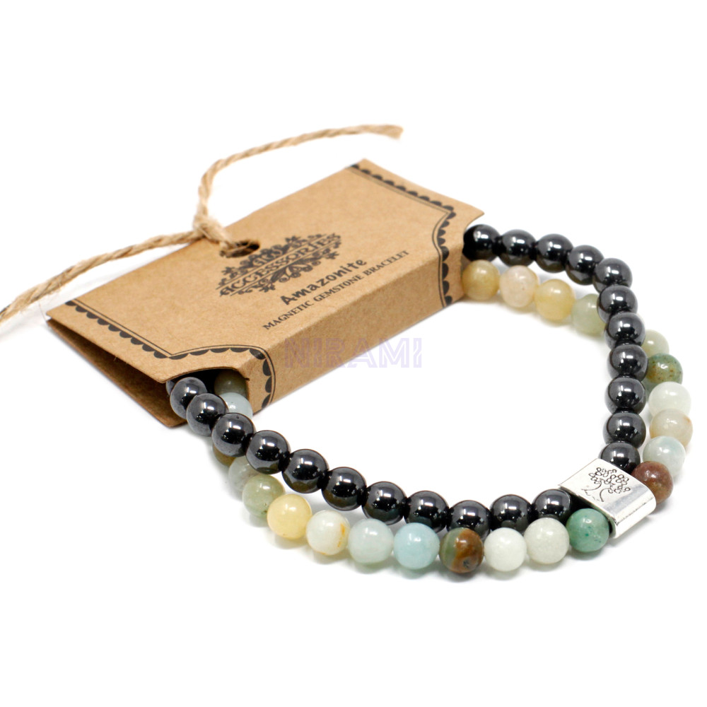 Amazonite Pulsera de Piedras Preciosas Magnéticas 