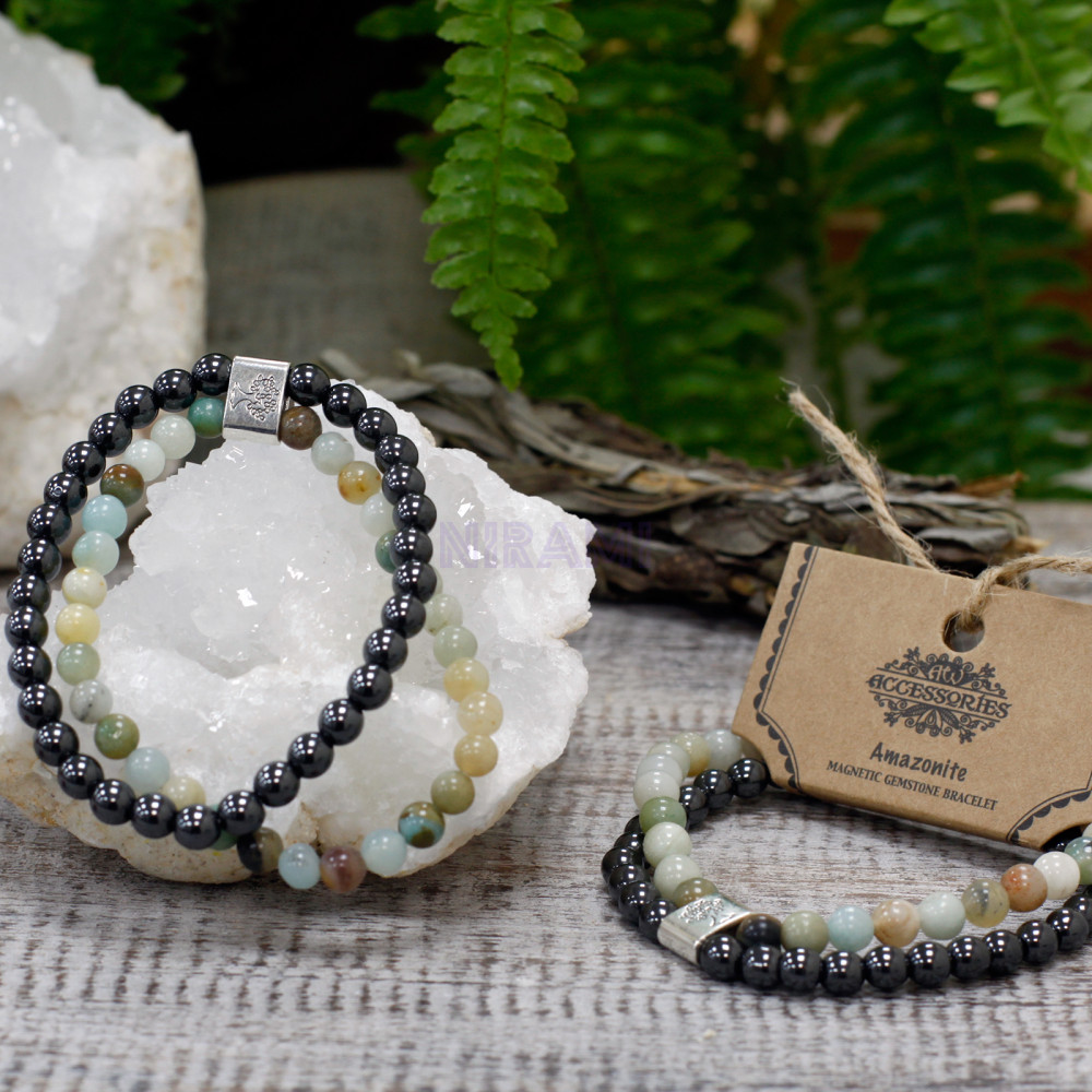 Amazonite Pulsera de Piedras Preciosas Magnéticas 