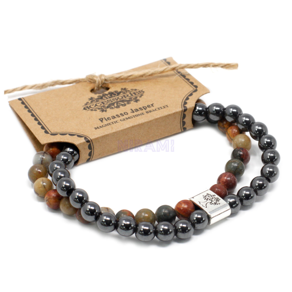 Jaspe Picasso Pulsera de Piedras Preciosas Magnéticas 