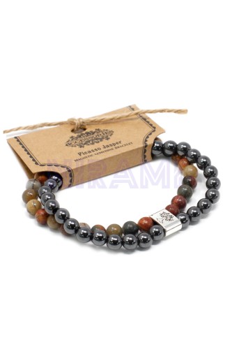 Jaspe Picasso Pulsera de Piedras Preciosas Magnéticas 