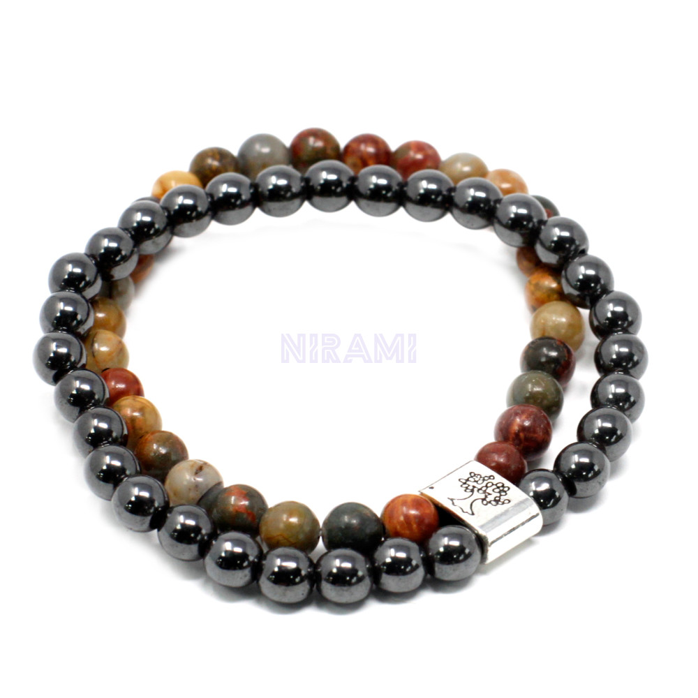 Jaspe Picasso Pulsera de Piedras Preciosas Magnéticas 