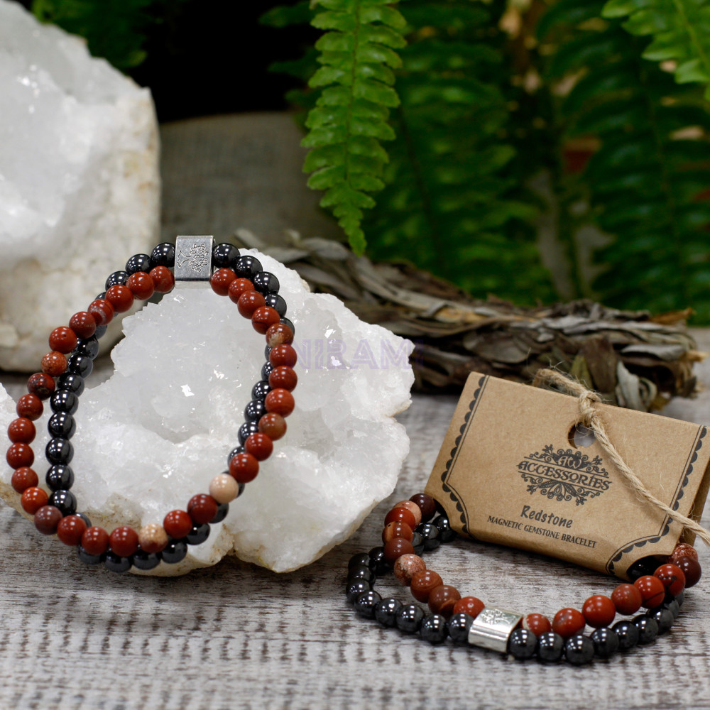 Piedra Roja Pulsera de Piedras Preciosas Magnéticas 