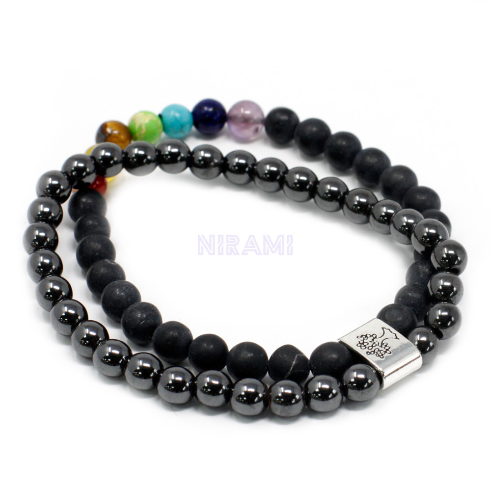 Chakra Piedra Negra Pulsera de Piedras Preciosas Magnéticas