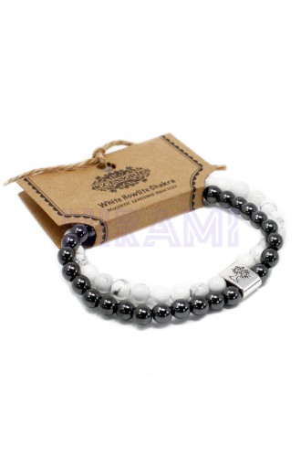 Chakra Howlita Blanco Pulsera de Piedras Preciosas Magnéticas 