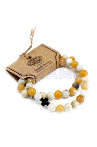 Lealtad - Amazonita y jaspe amarillo 2 Pulsera con Piedras Preciosas
