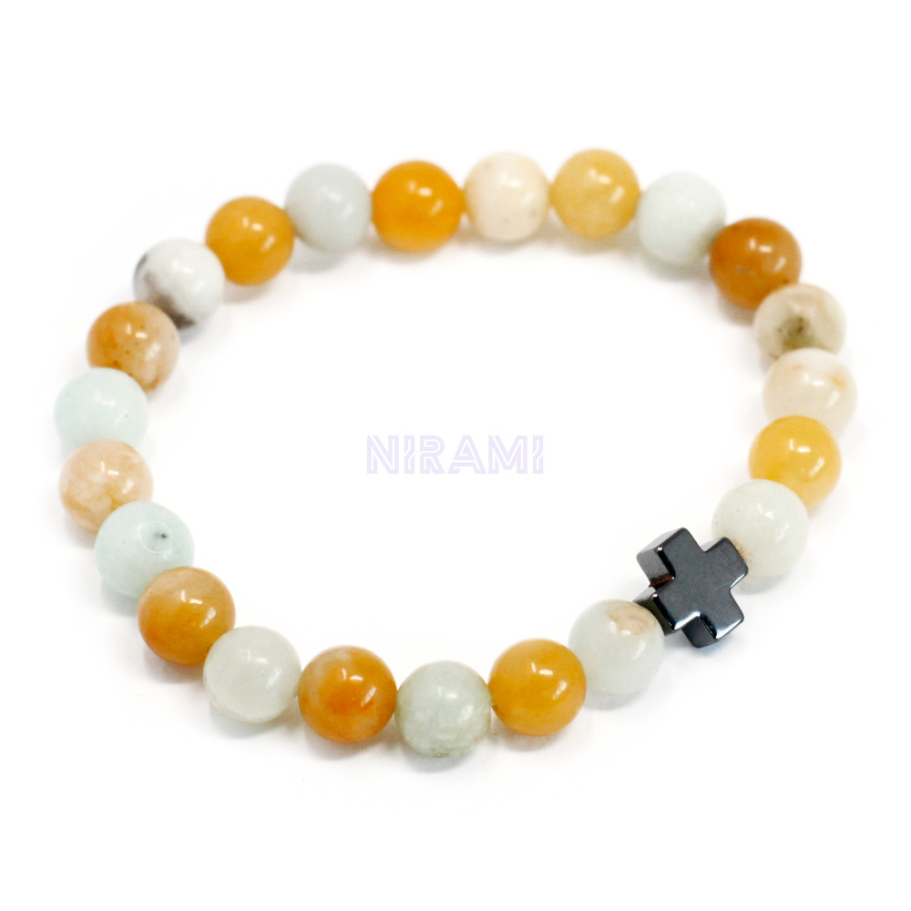 Lealtad - Amazonita y jaspe amarillo 2 Pulsera con Piedras Preciosas