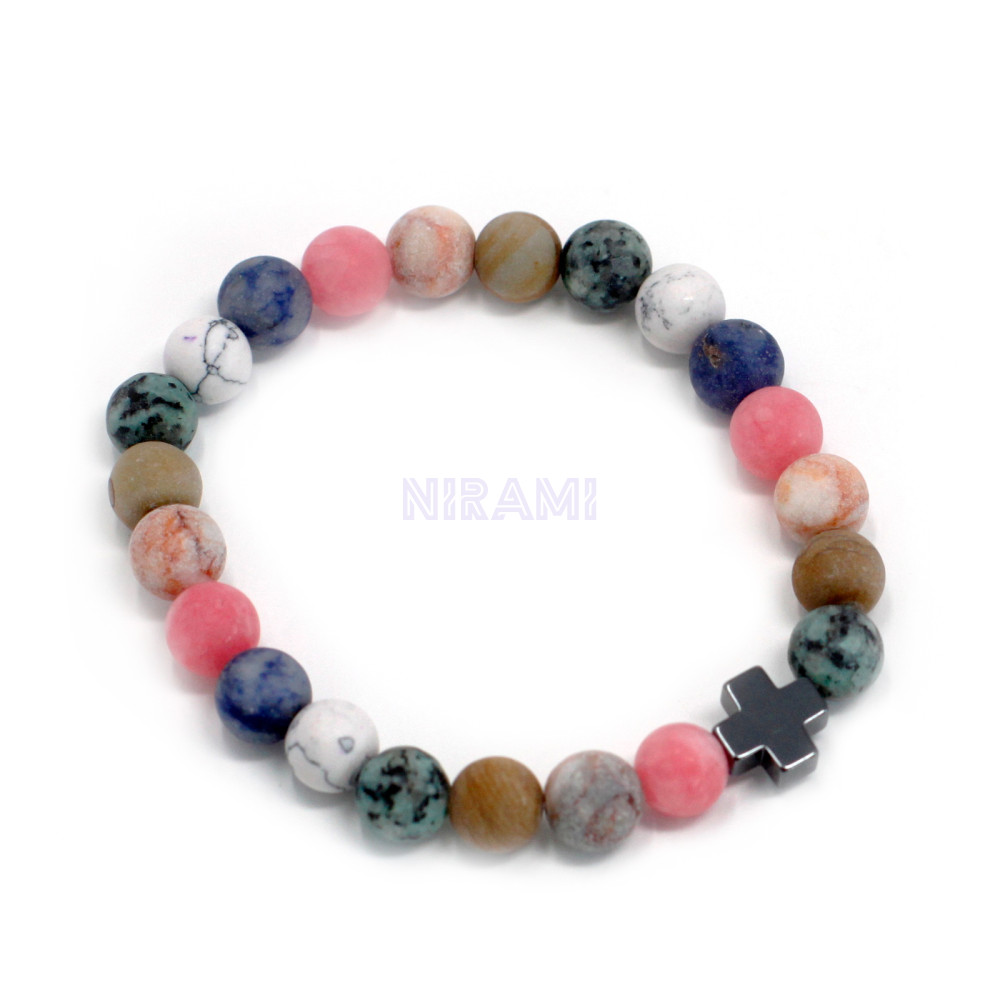 Armonía - Arco iris Juego de 2 pulseras de la amistad con piedras