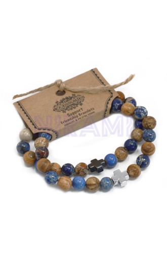 Apoyo - Sodalita y Picturestone 2 Pulsera con Piedras Preciosas 