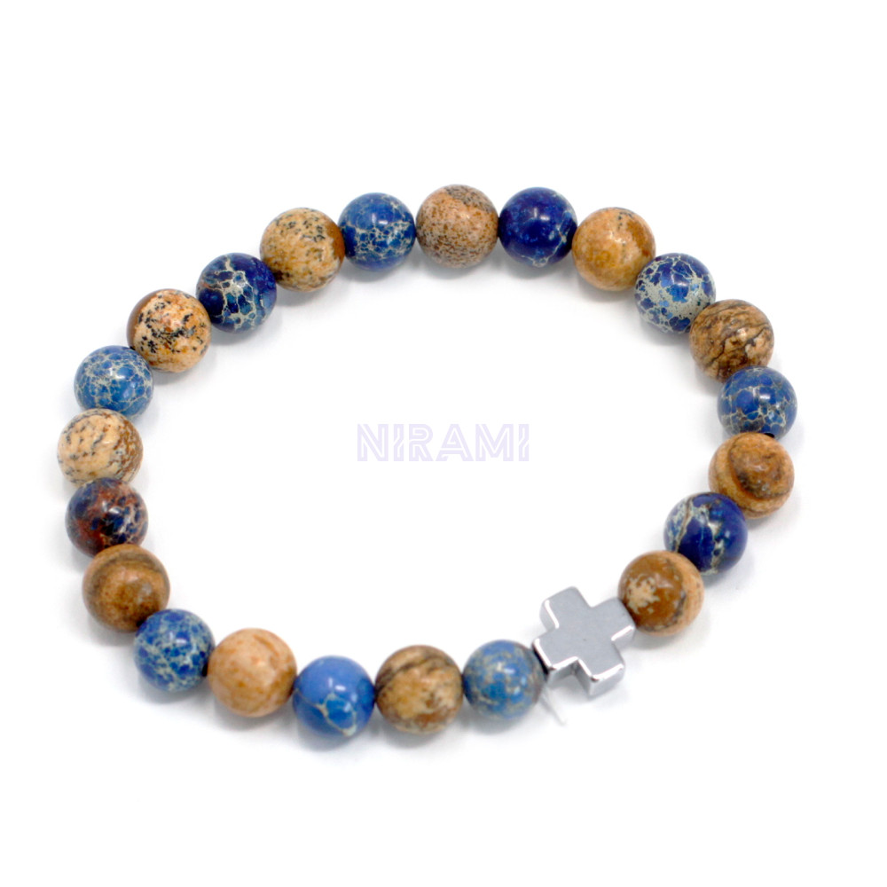 Apoyo - Sodalita y Picturestone 2 Pulsera con Piedras Preciosas 