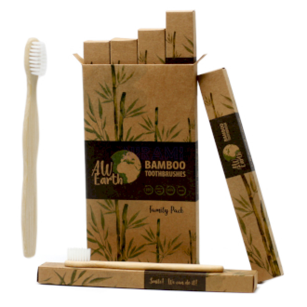 Cajas de 4 Cepillos de bambú-Blanco-2 Adultos 2 Niños