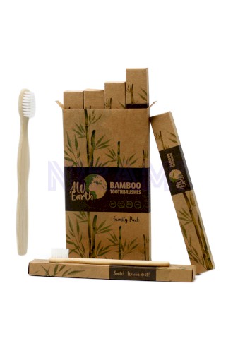 Cajas de 4 Cepillos de bambú-Blanco-2 Adultos 2 Niños