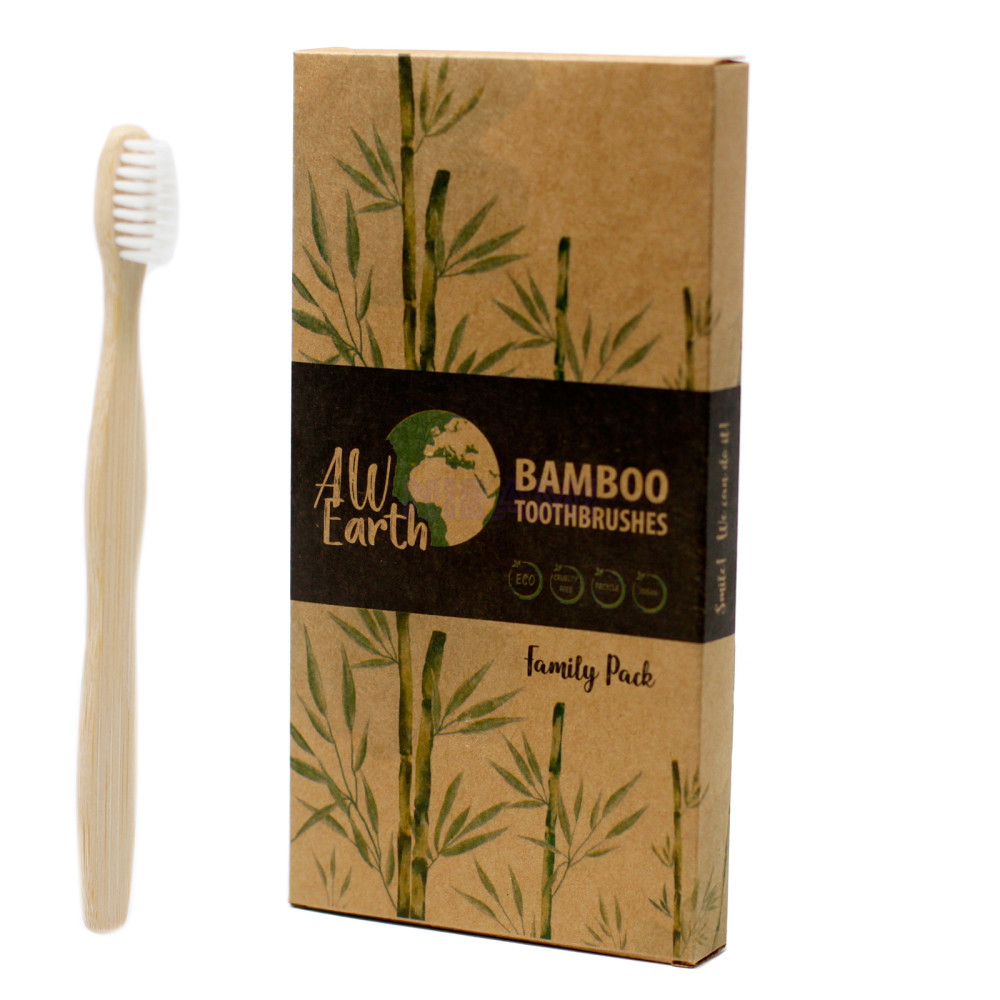 Cajas de 4 Cepillos de bambú-Blanco-2 Adultos 2 Niños