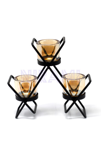 Candelabro de Hierro - Triangulo- 3 Tazas