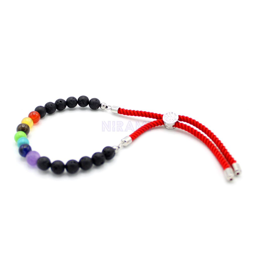 Piedras Vólcanicas Pulsera de hilo rojo con  oro de 18 quilates