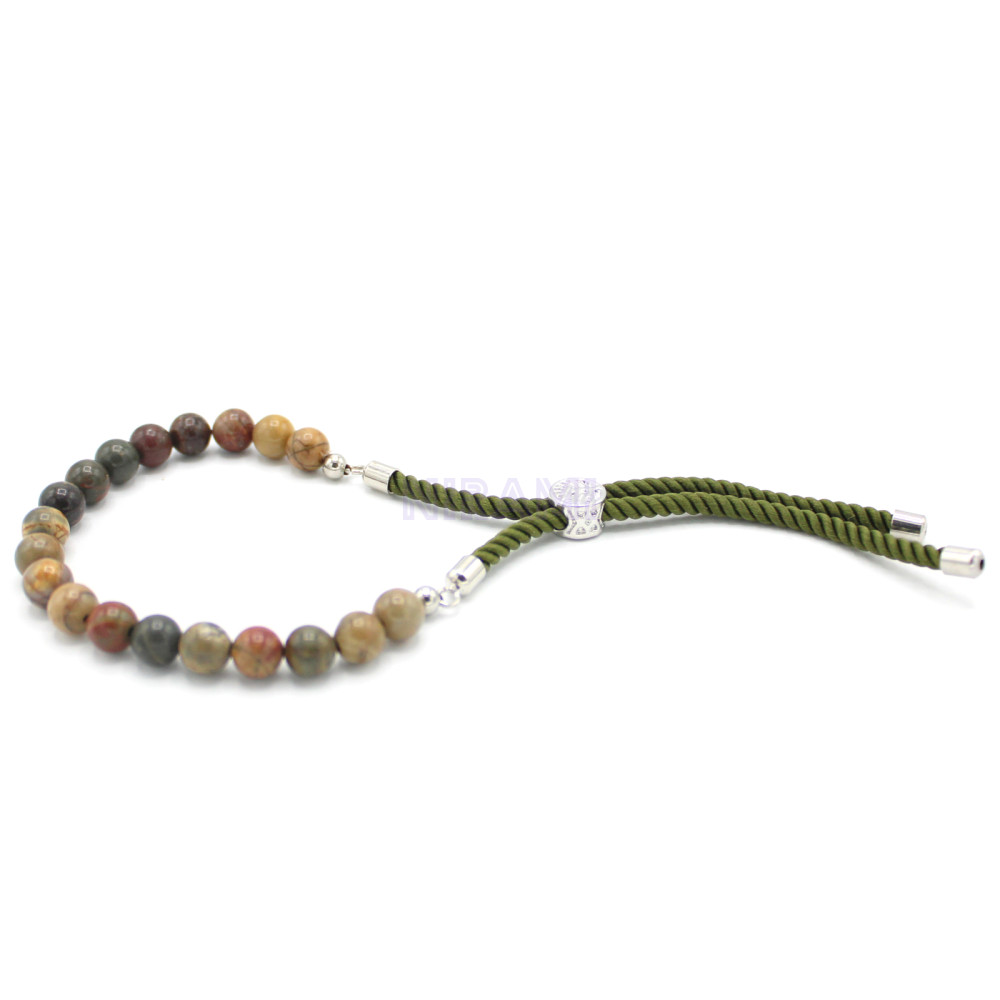 Picasso Jasper 18K Gold Plated Gemstone Moss String Bracelet 