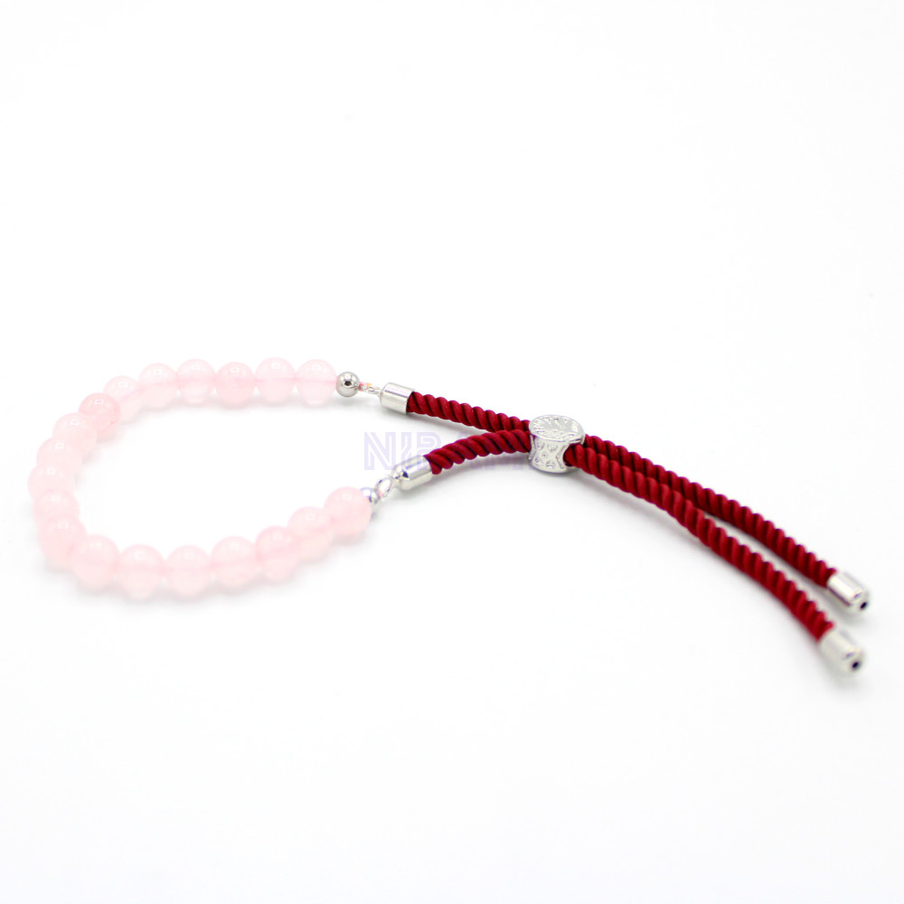 Rose Quartz 18K Gold Plated Gemstone Bordeaux String Bracelet 