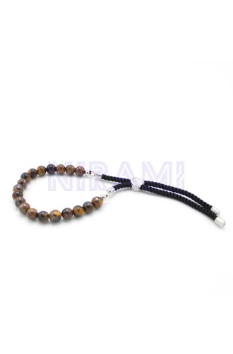 Ojo de Tigre Pulsera de hilo negro con oro de 18 quilates