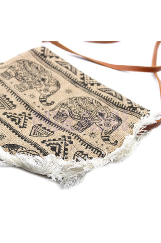 Bolso con flecos - Estampado de Elefante