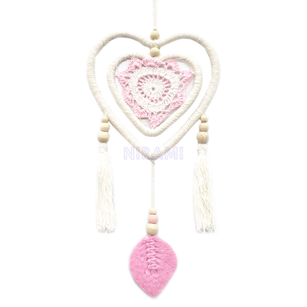 Atrapasueños de Bali - Corazón Rosa Mediano