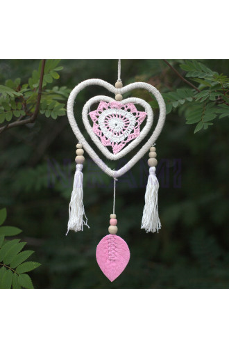 Atrapasueños de Bali - Corazón Rosa Mediano