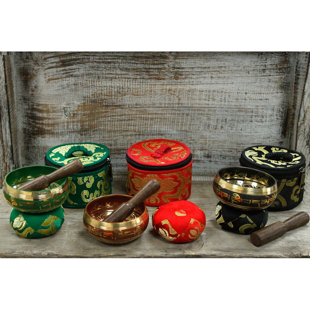 Mini Cuenco tibetano Set de Regalo - Rojo