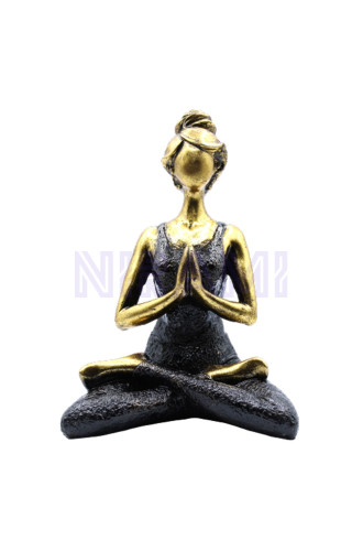 Figura Mujer Yoga - Bronce y Negro 24cm