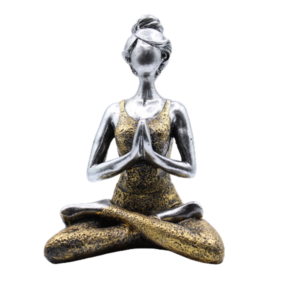 Figura Mujer Yoga - Plata y Oro 24cm