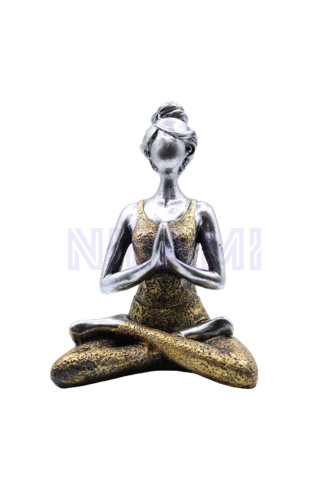 Figura Mujer Yoga - Plata y Oro 24cm