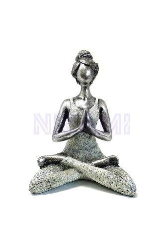 Figura Mujer Yoga - Plata y Blanco 24cm