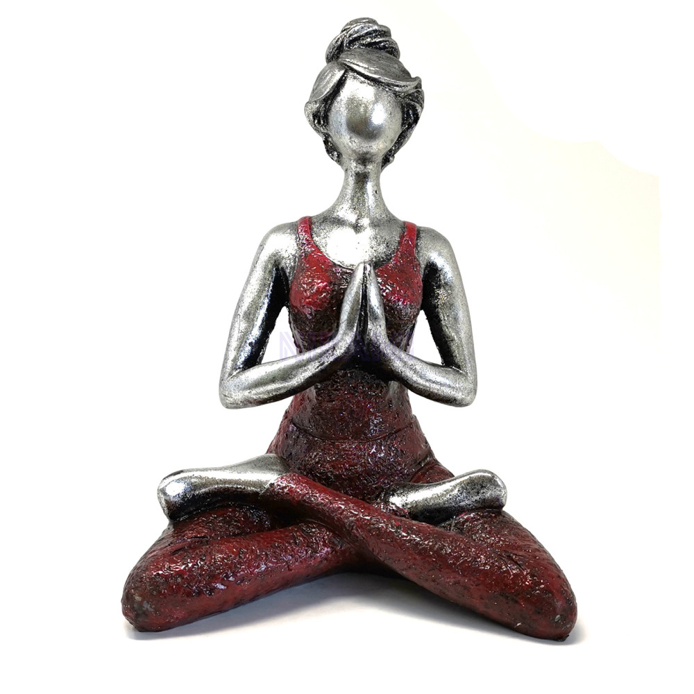 Figura Yoga Lady - Plata y Burdeos 24cm