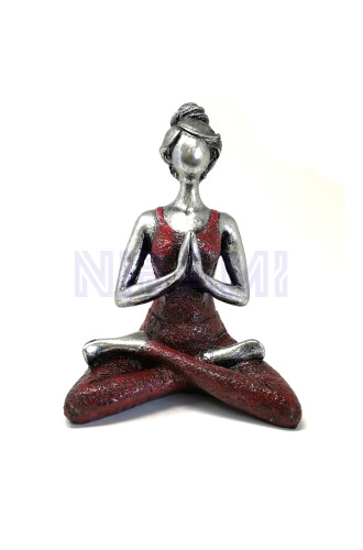 Figura Yoga Lady - Plata y Burdeos 24cm