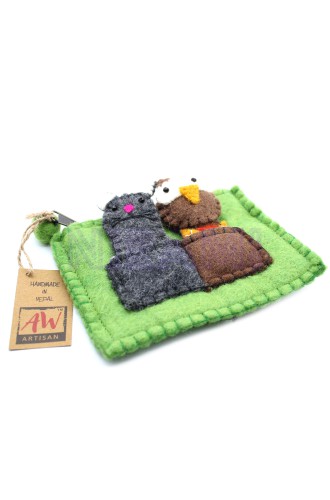 Bolsa con Marionetas de Dedo - Búho y Gatito