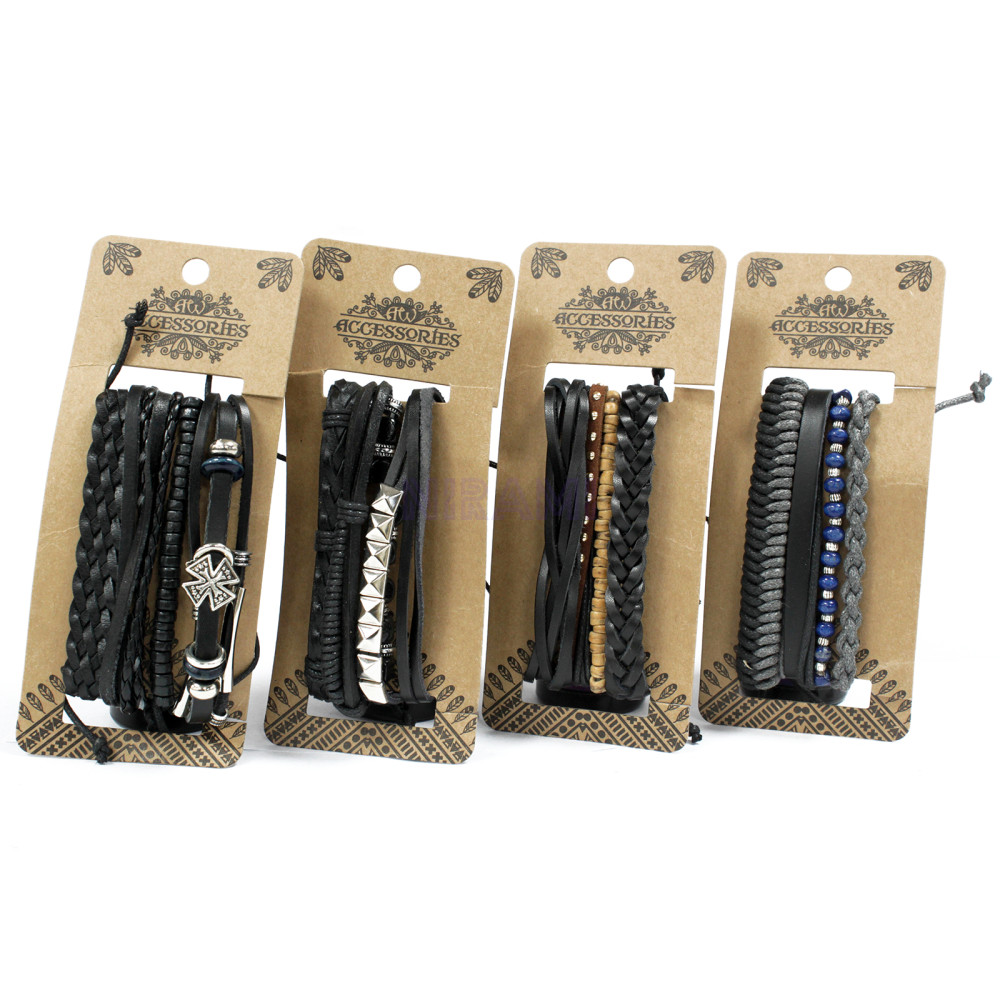 Black & Macho Mens Bracelet Sets (asst)