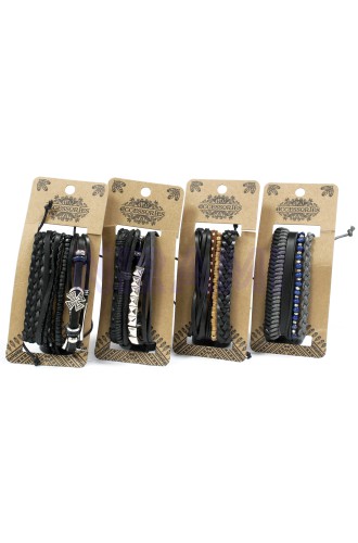 Black & Macho Mens Bracelet Sets (asst)