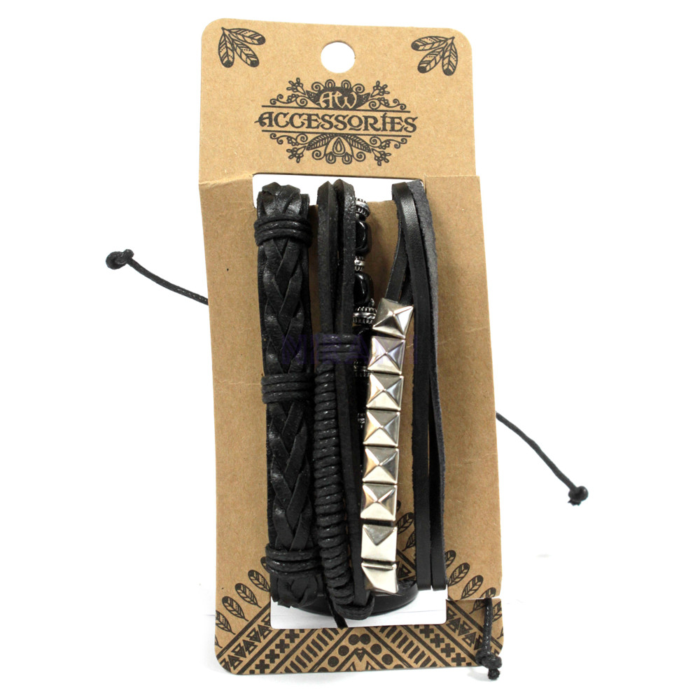 Black & Macho Mens Bracelet Sets (asst)