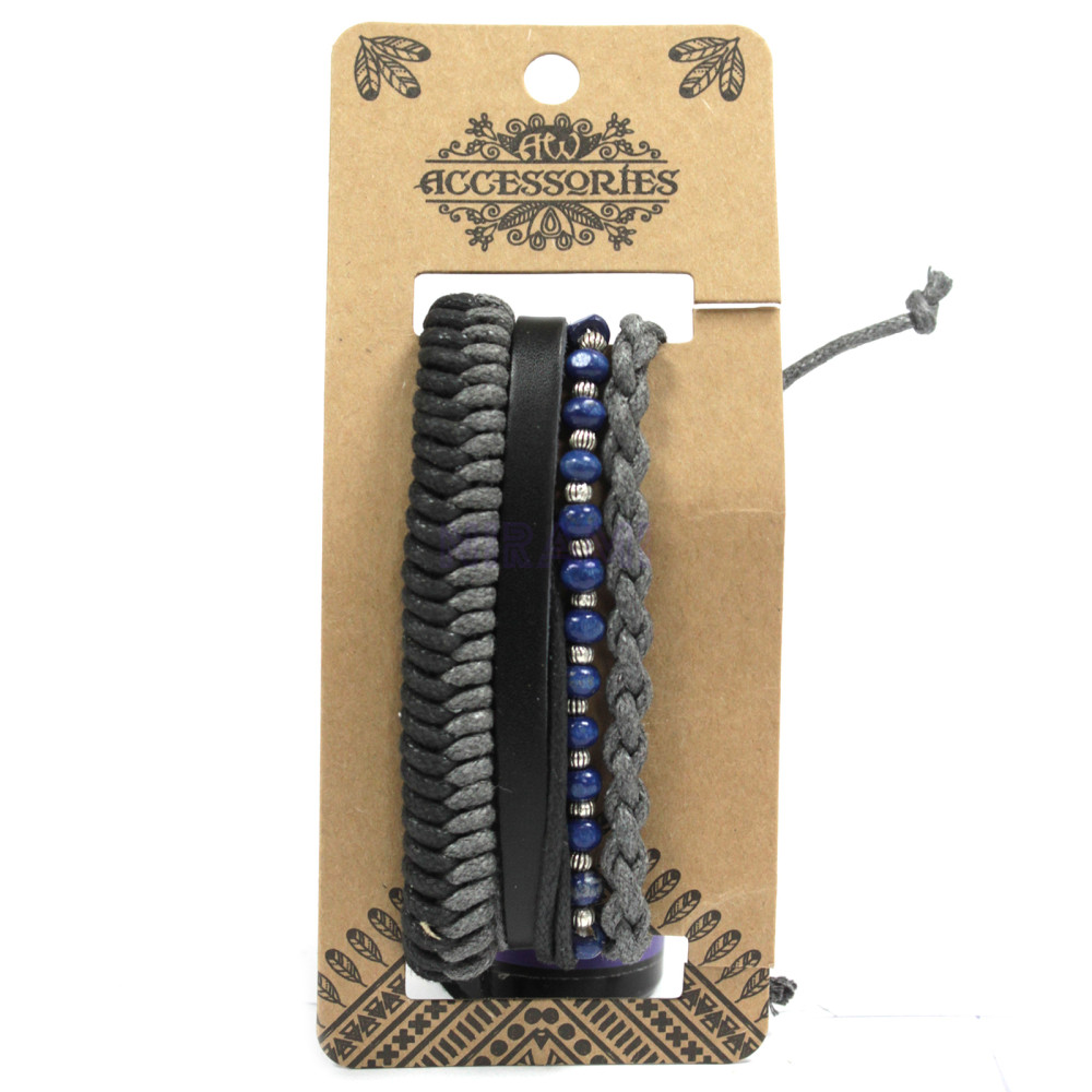 Black & Macho Mens Bracelet Sets (asst)