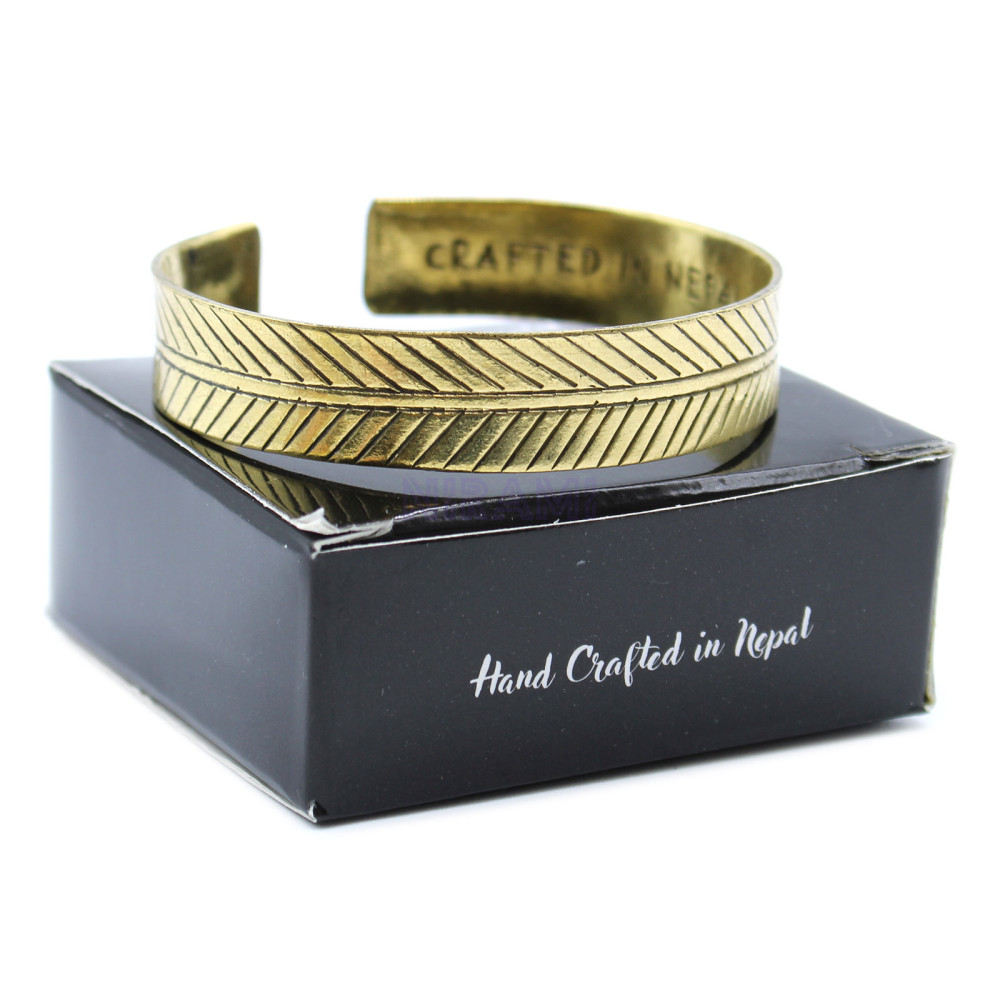 Hoja Tribal Ancha Pulsera Tibetana de Latón 