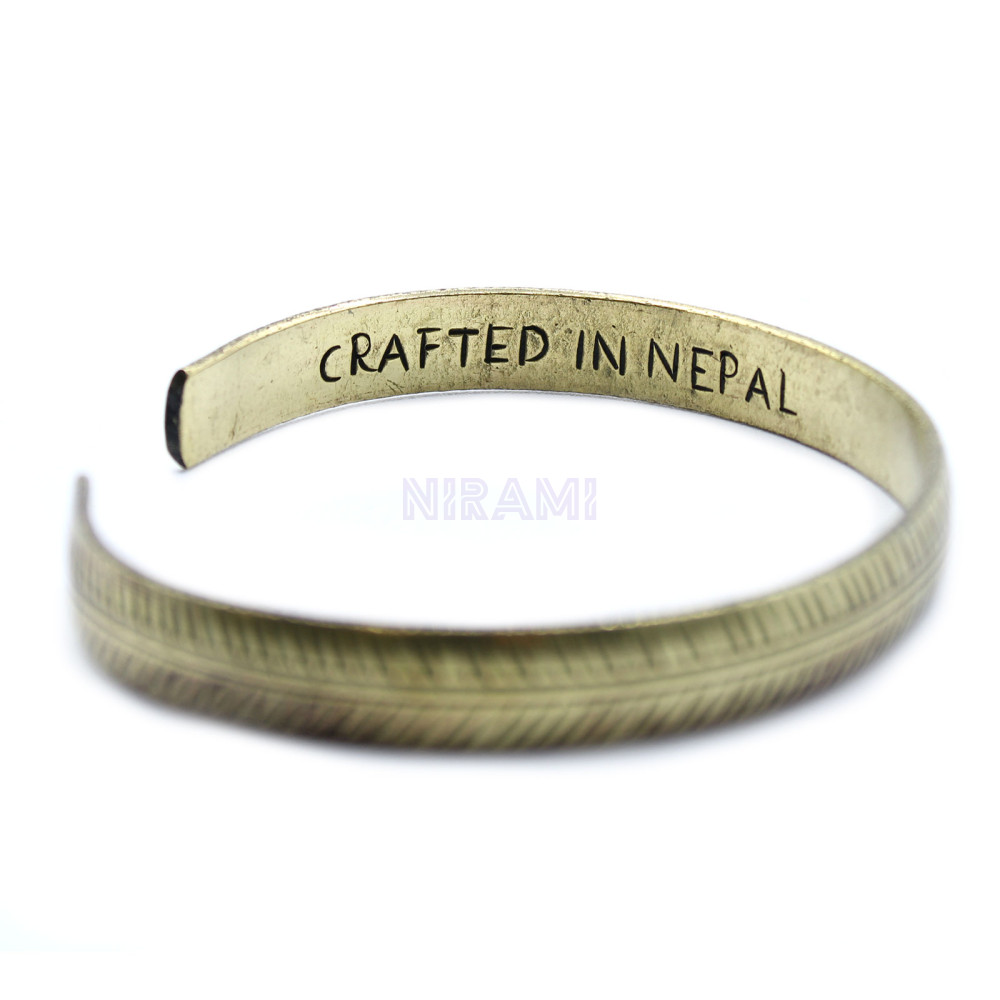 Hoja Tribal Delgada Pulsera Tibetana de Latón 