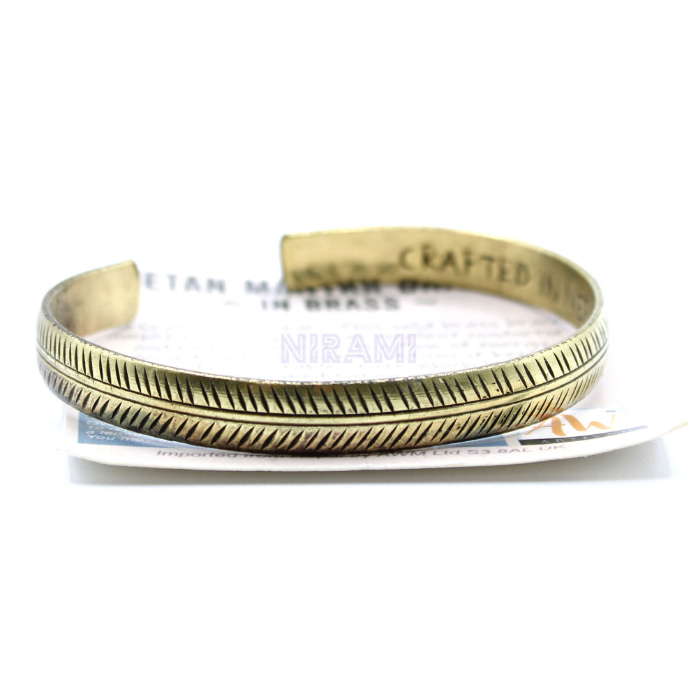 Hoja Tribal Delgada Pulsera Tibetana de Latón 